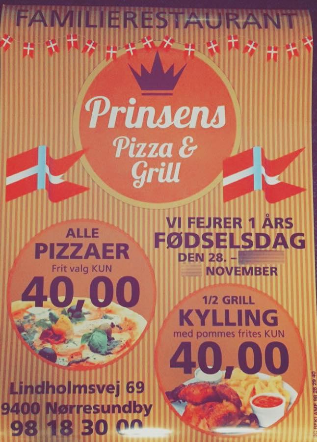 Ambassadør Berygtet stål Prinsens Pizza & Grill restaurant, Norresundby - Restaurant menu and reviews