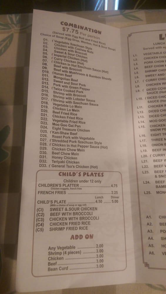 Menu at Szechuan Garden Chinese Restaurant, Knoxville