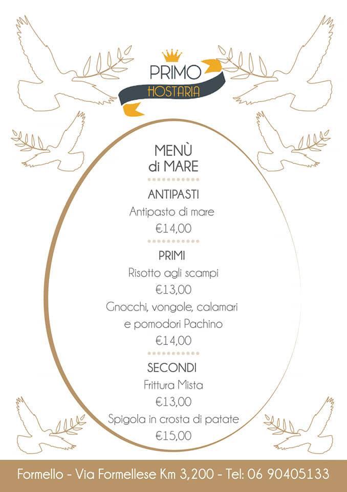 Menu di Hostaria Primo 