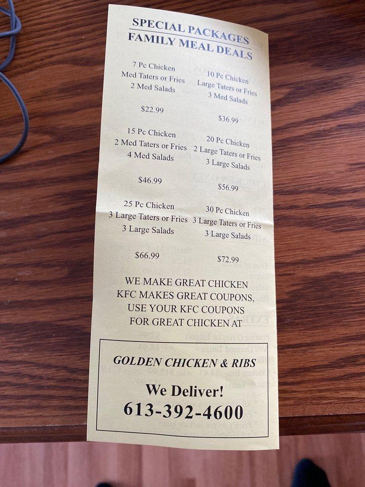 Menu at Golden Chicken & Ribs restaurant, Quinte West