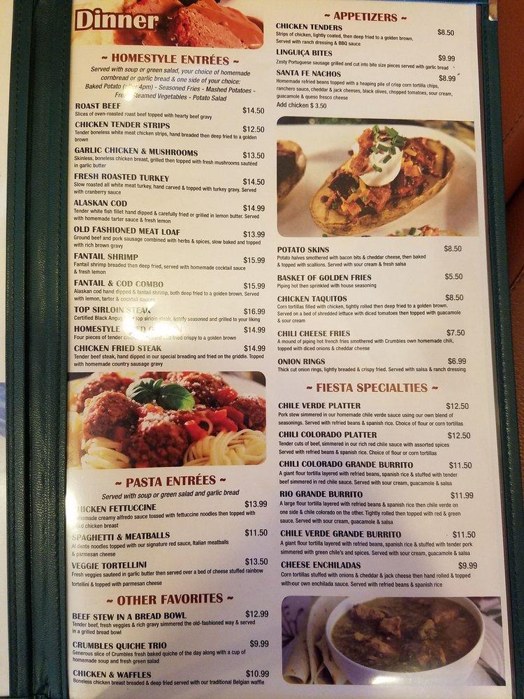 Menu at Crumbles Cafe & Bake Shop, Santa Maria