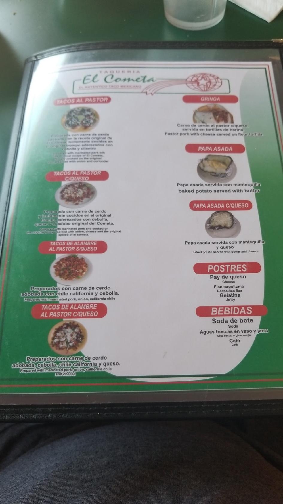 Carta del restaurante Taquería El Cometa, Ciudad Juarez, Blvd. Manuel