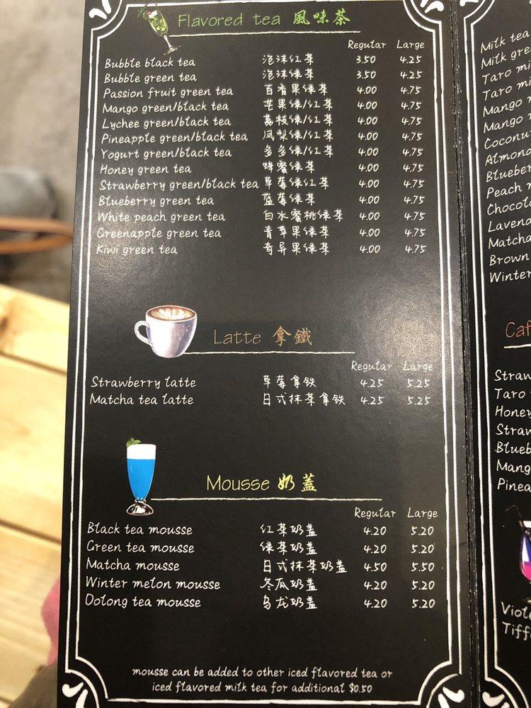 Menu at Tea Yard cafe, Oak Lawn