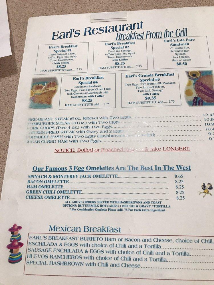 Menu at Earl's Family Restaurant, Gallup