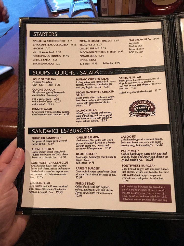 Menu at Club Car Restaurant & Lounge Clive, Clive