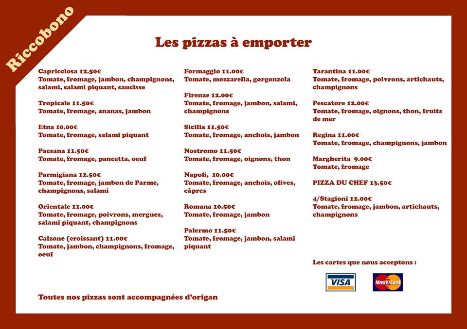 Menu de Pizzeria Riccobono