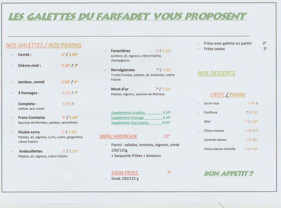 Menu at LES Galettes DU Farfadet restaurant, Salins-les-Bains, Les ...