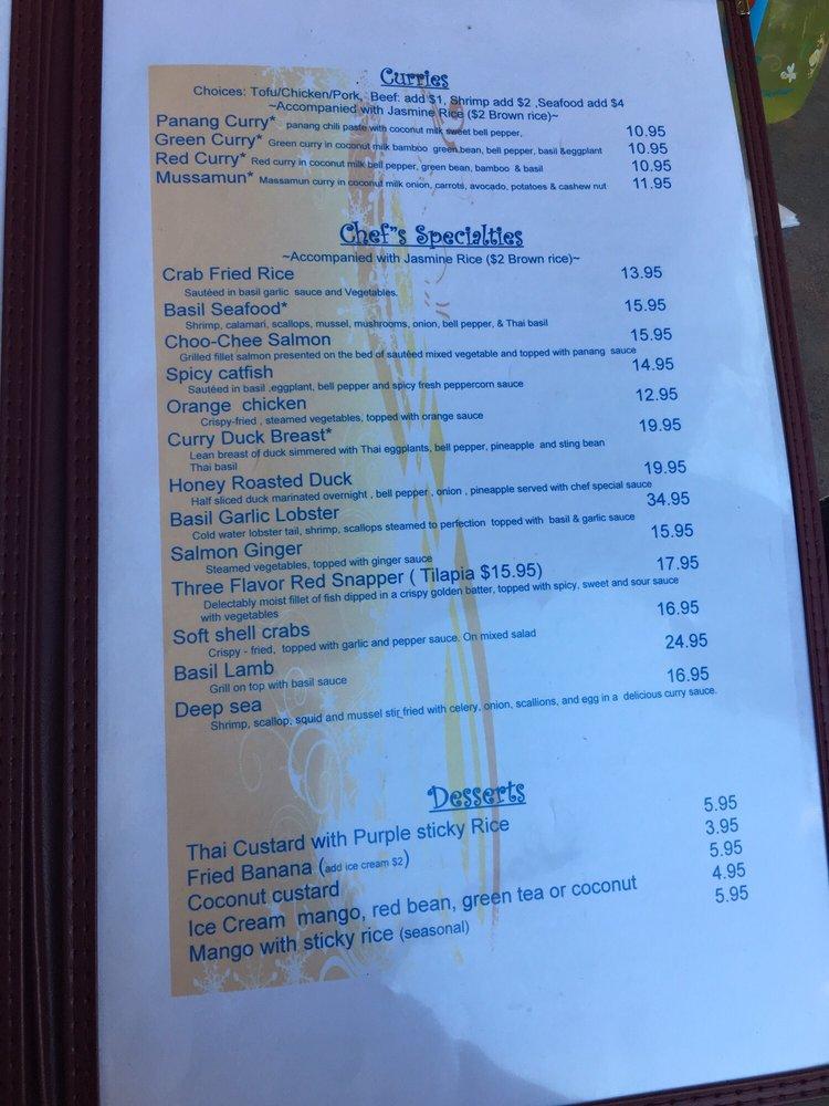 Menu at Bake & Cook Thai Restaurant, Central, 133 W Main St
