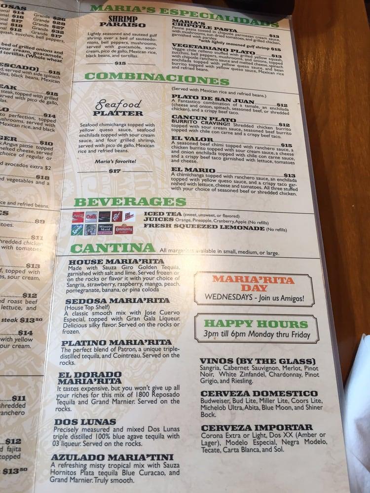 Menu at CASA MARIA MEXICAN GRILL restaurant, Baton Rouge