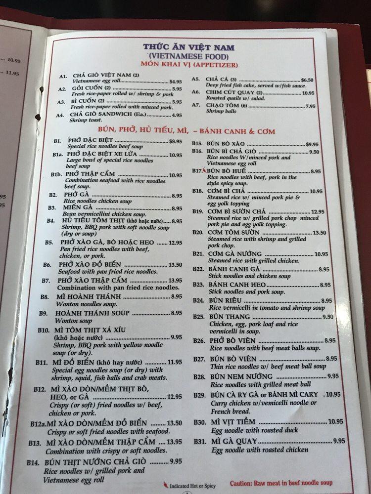 Menu at Phan's Garden Restaurant, Milwaukee