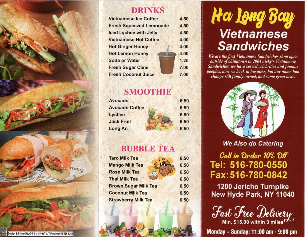 Menu at Ha Long Bay - Vietnamese Sandwiches pub & bar, New Hyde Park