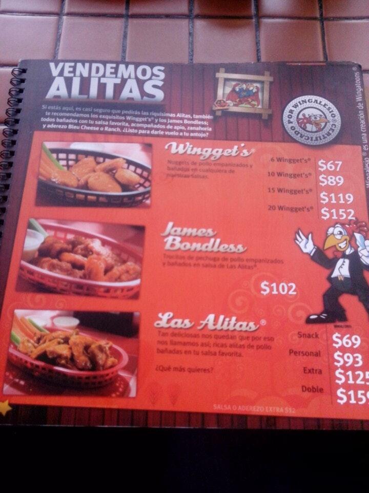 Carta del restaurante Las Alitas Cumbres, Monterrey, Av Paseo del los Leones  1056