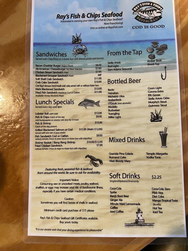 Menu at Adrian's Fish & Chips Restaurant, Apopka, 526 S Hunt Club Blvd