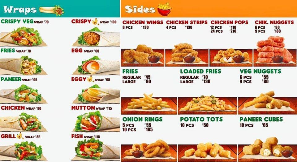Burger Bar barnala menu