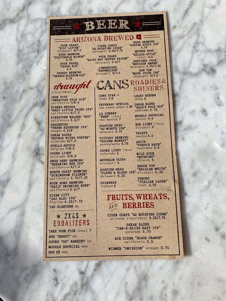 Menu at Culinary Dropout restaurant, Gilbert