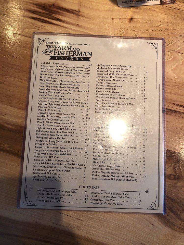 Menu at The Farm and Fisherman Tavern Cherry Hill restaurant, Cherry Hill