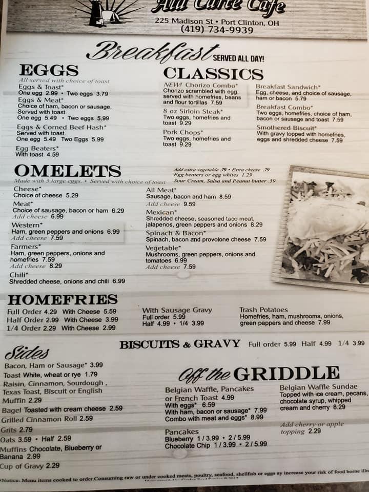 Menu at Ala Carte Café cafe, Port Clinton