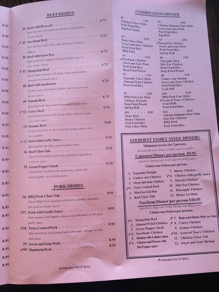 Menu at China Wok restaurant, Sunnyside