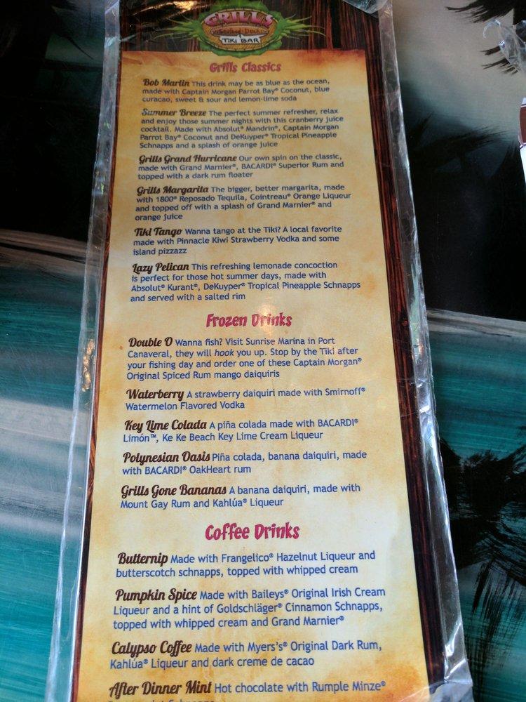 Menu at Grills Seafood Deck & Tiki Bar, Cape Canaveral