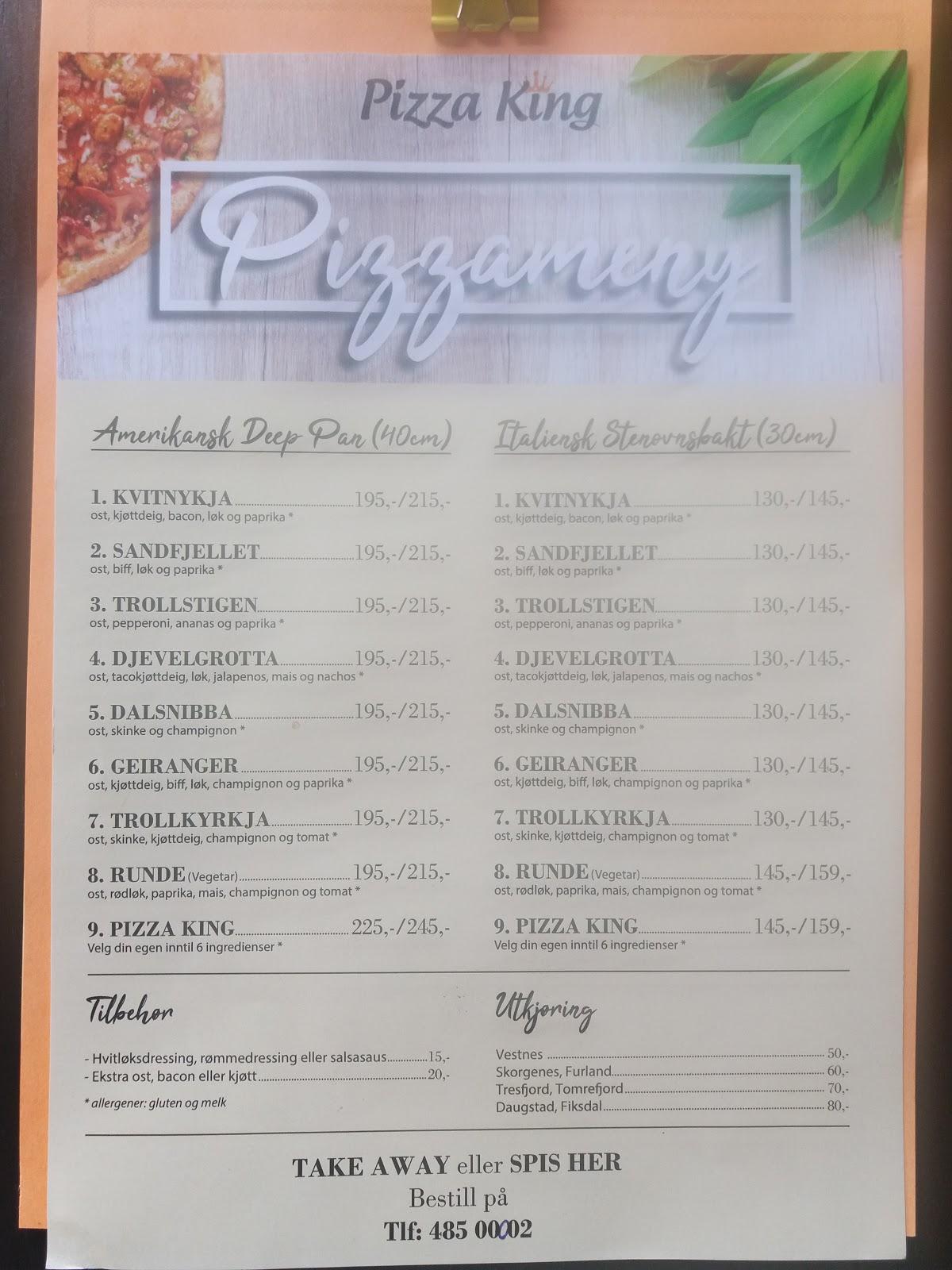 Menu at Restaurant King, Vestnes