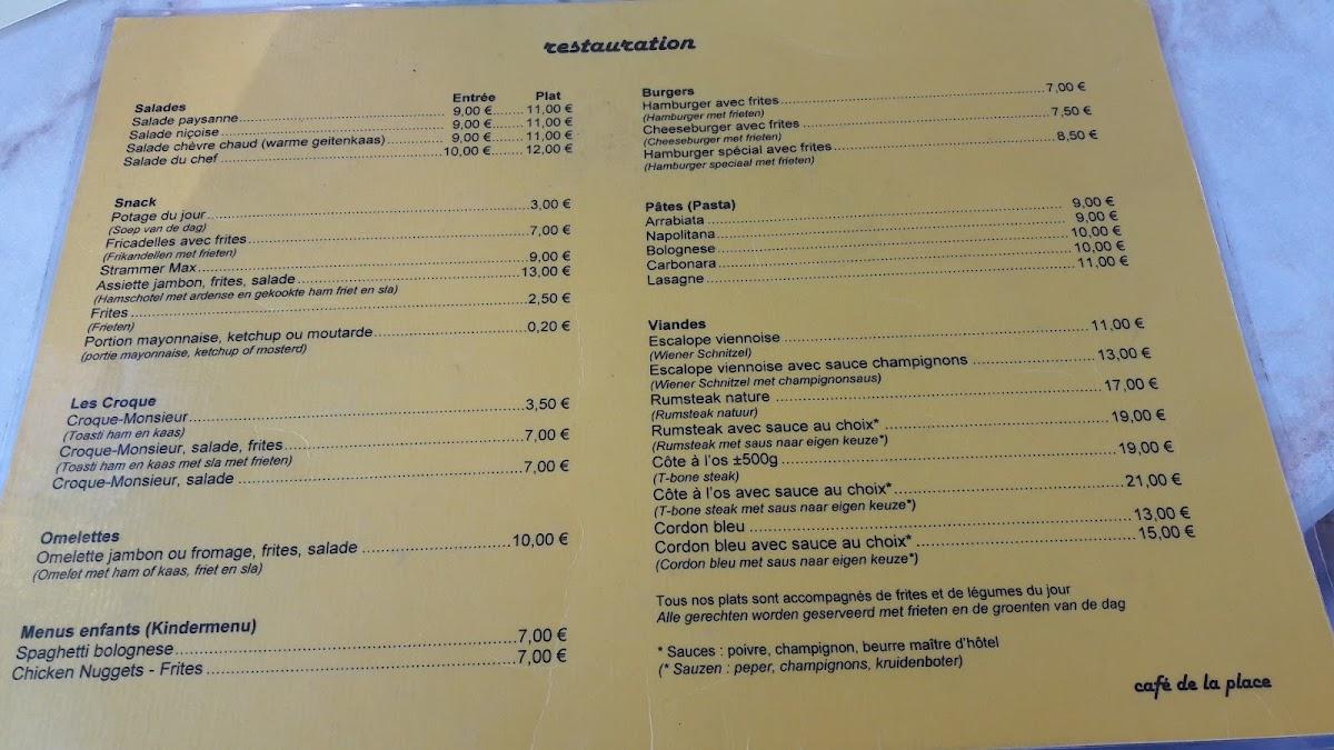 Speisekarte von Café de la Place Larochette, Fels