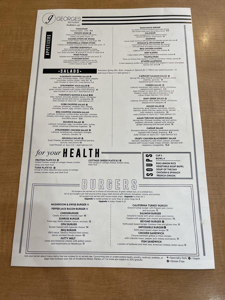 Menu at G. restaurant, West Bloomfield Township