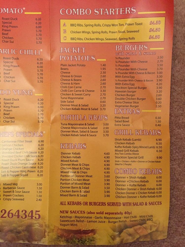 Menu at Stockton Fryer fast food, Warrington, 111 London Rd