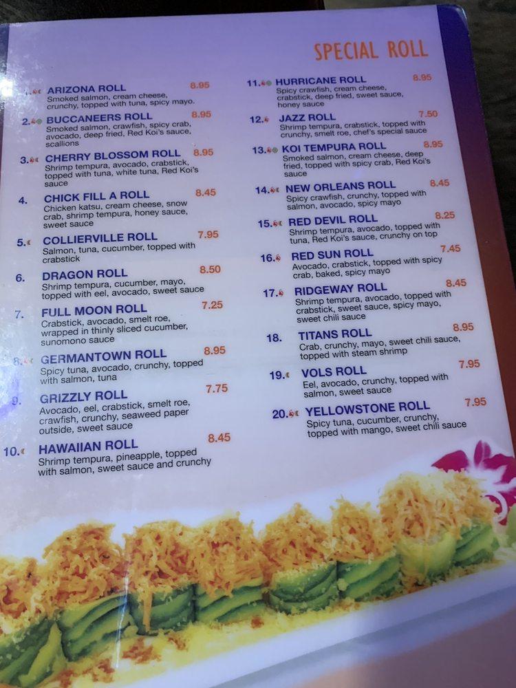 Red koi deals menu