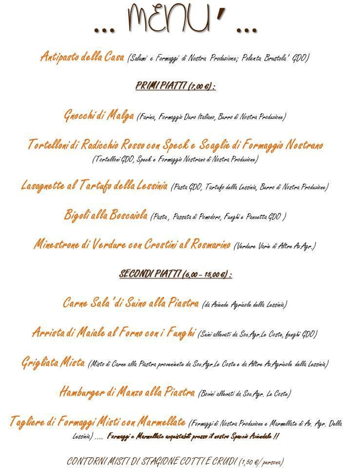 Menu Da Agriturismo Le Coste Ristorante, Italia