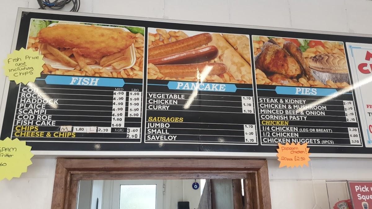 Menu at Mr Chips fast food, Ramsgate, 342 Margate Rd