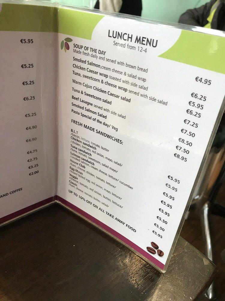 Menu at Olive Cafe, Dublin, Fumbally Square