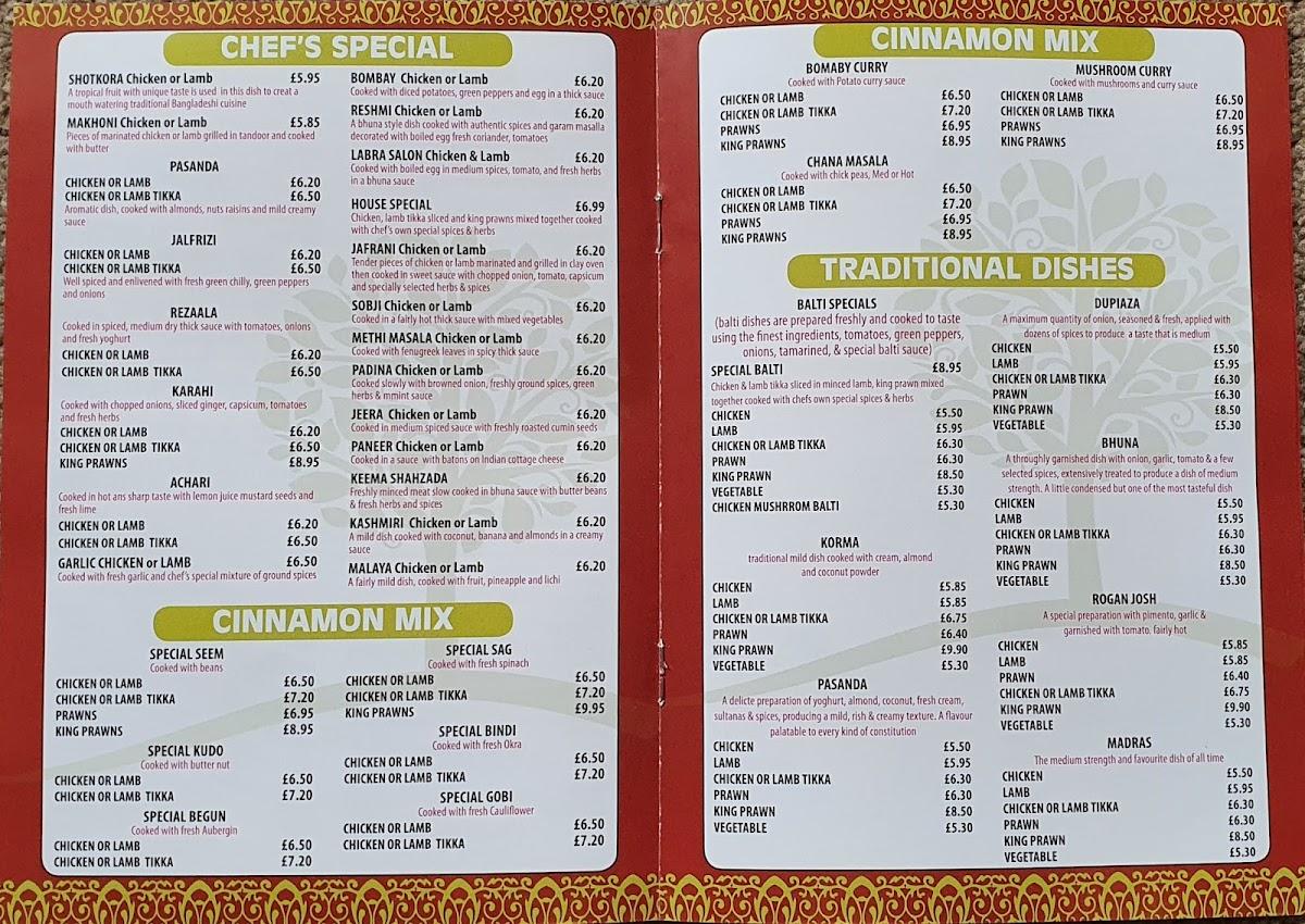 Menu At The Cinnamon Tree Restaurant Bristol