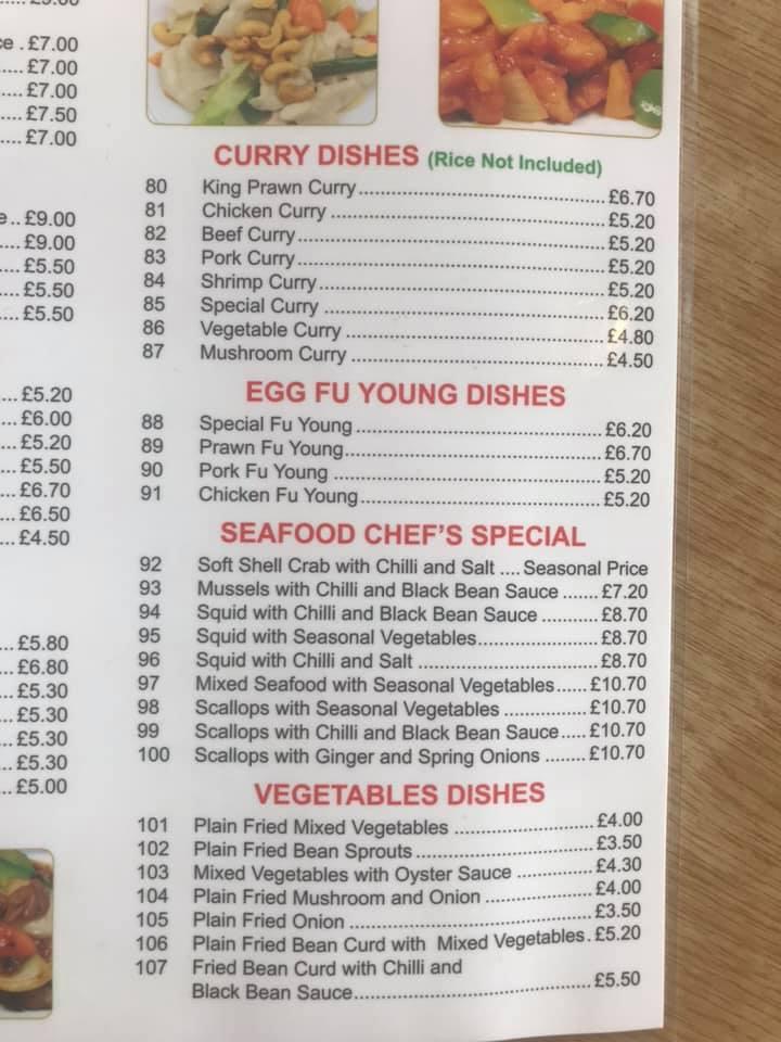 Menu at Wings restaurant, SouthendonSea