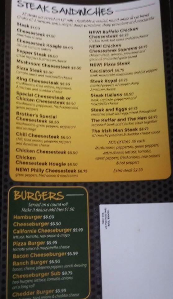 Menu at Emma's Steak & Pizza Joint pizzeria, West Deptford