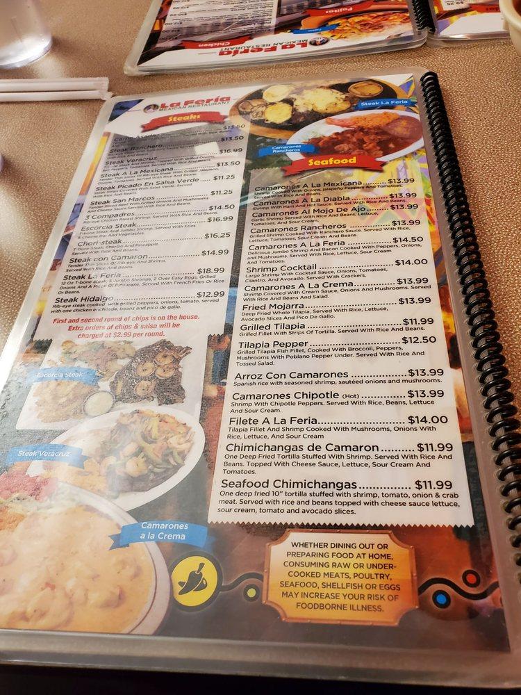 Menu at La Feria Mexican Restaurant, Pleasant Hill