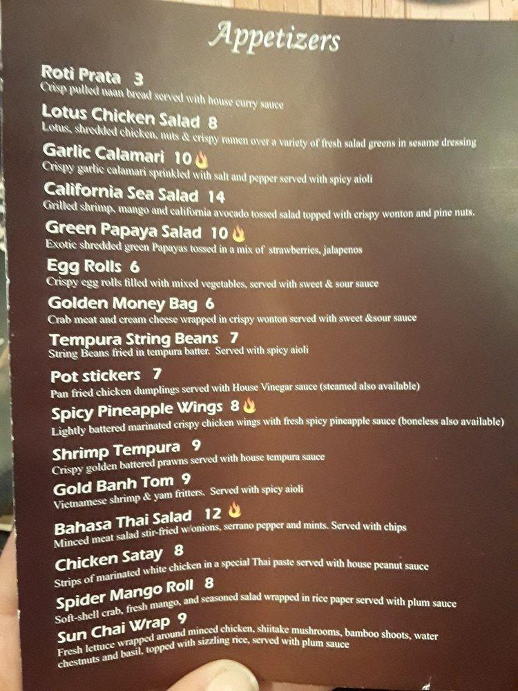 Menu at Pineapple Village restaurant, Gilroy