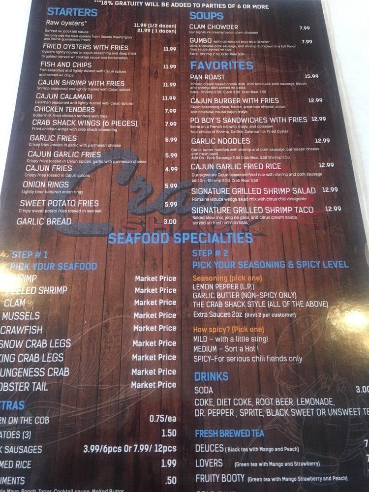 Menu at The Crab Shack, Gardena, Tozai Plaza restaurant, Gardena