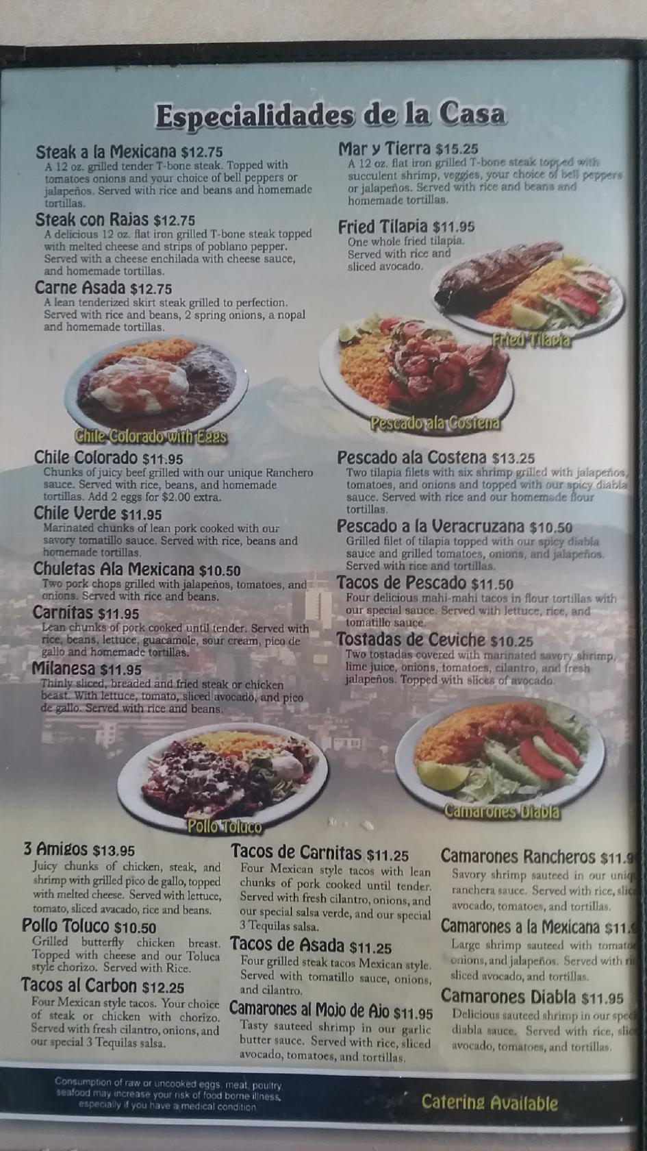 Menu at 3 Tequilas restaurant, Broken Arrow, East 71st St S
