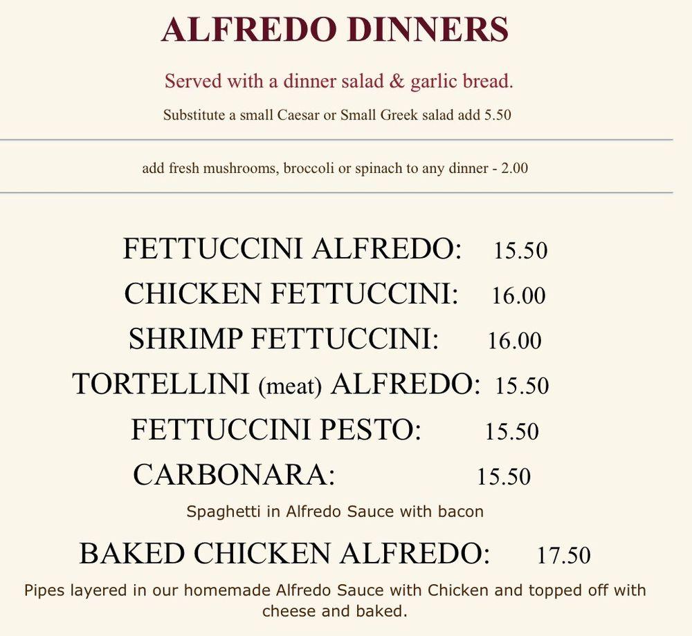 Menu at Angelo's Pizza & Pasta House pizzeria, Renton