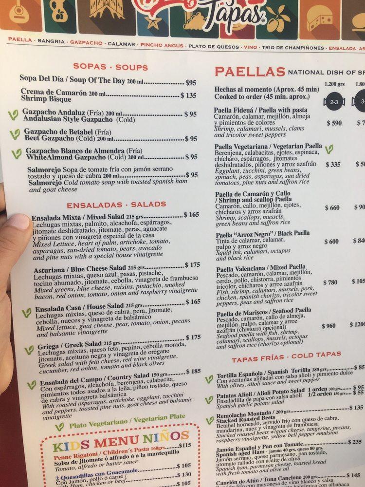 Menu at Restaurante Barcelona Tapas Puerto Vallarta, Puerto Vallarta