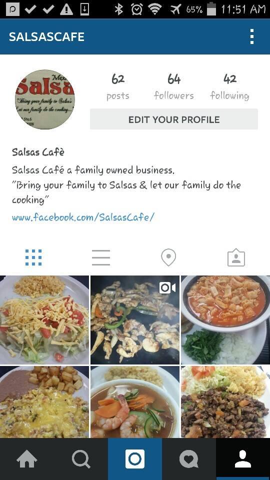 Menu at Salsa's Cafe, Converse