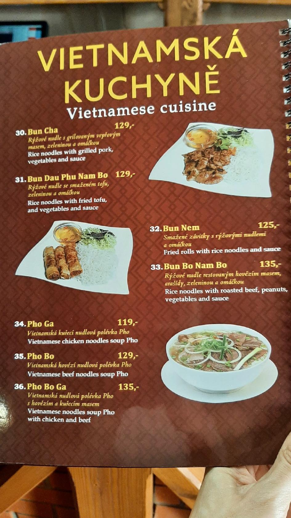 Menu at Dua Pho restaurant, Mohelnice