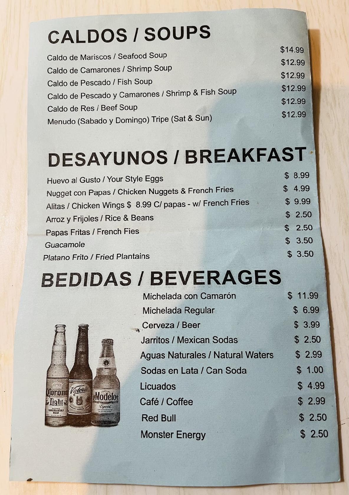 Menu at La Pitaya mexican restaurant., Lake Worth