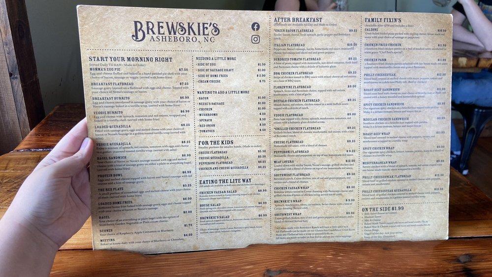 Menu at Brewskie’s pub & bar, Asheboro