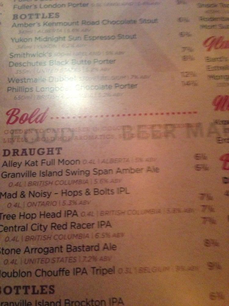 Menu at MKT Fresh Food Beer Market pub & bar, Edmonton, Gateway Blvd NW
