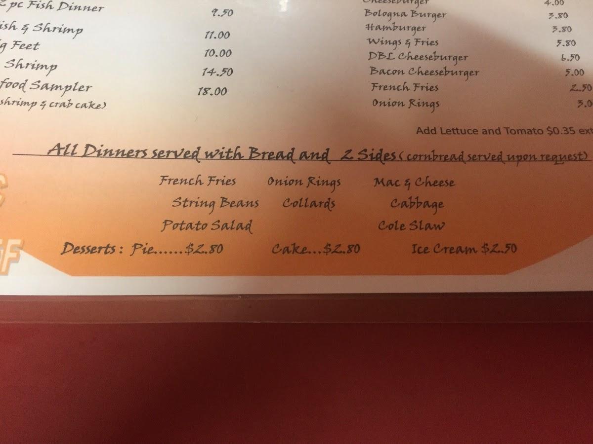 Menu at Paris Inn Restaurant, Burkeville