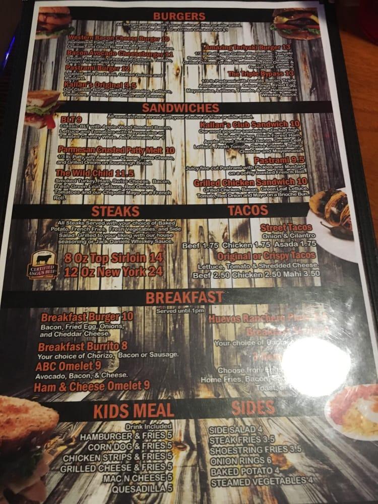 Menu at Kallans Bar And Grill, Big Bear