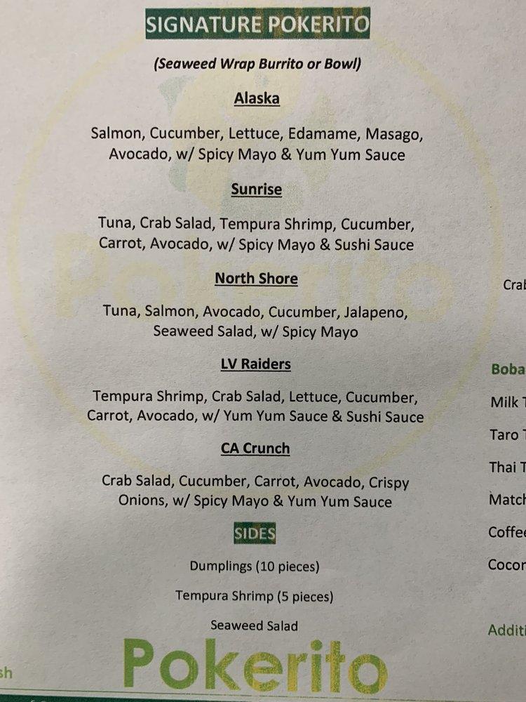 Menu at Pokerito fresno restaurant, Fresno
