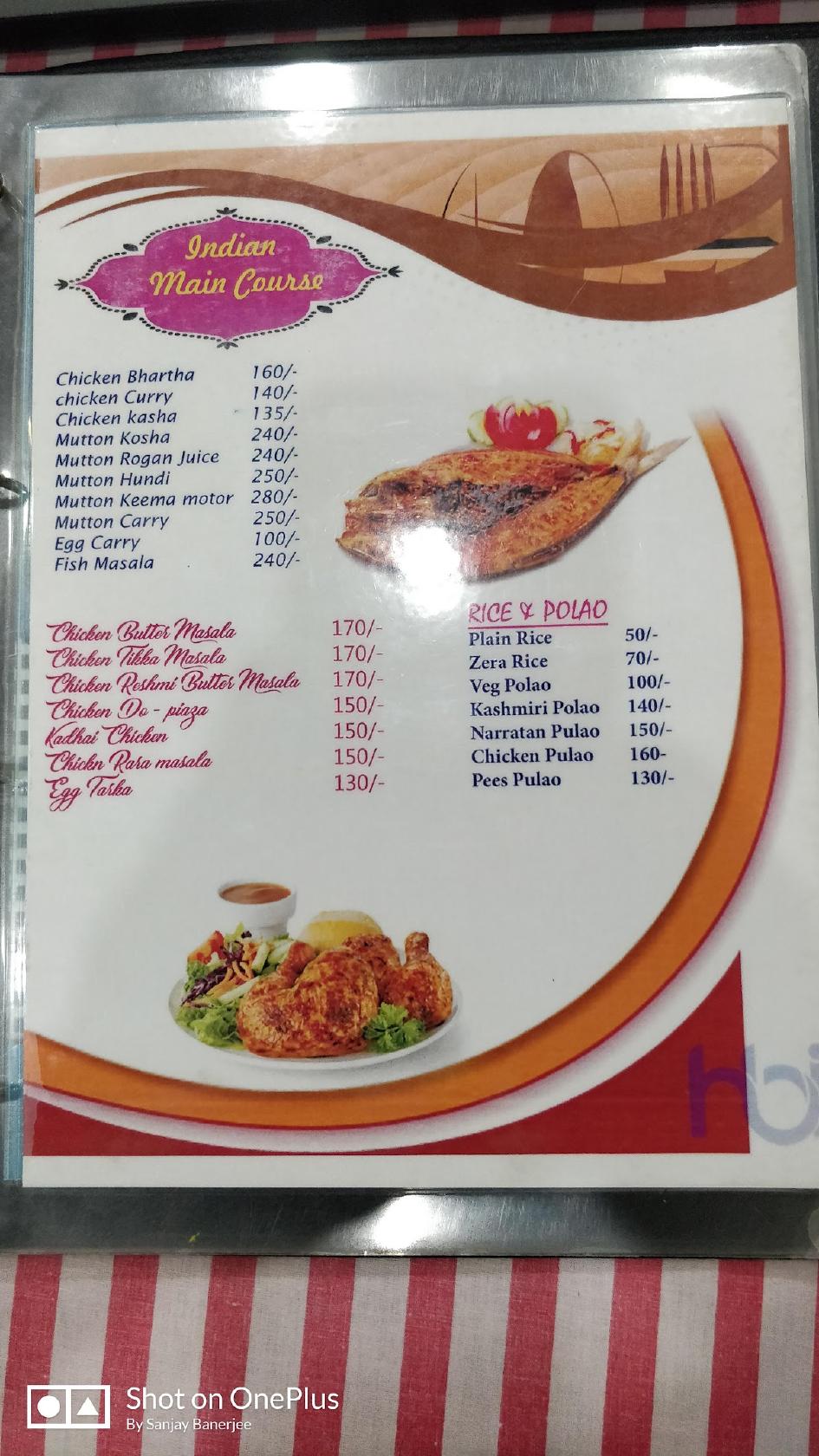 Hotel Birbhum International menu