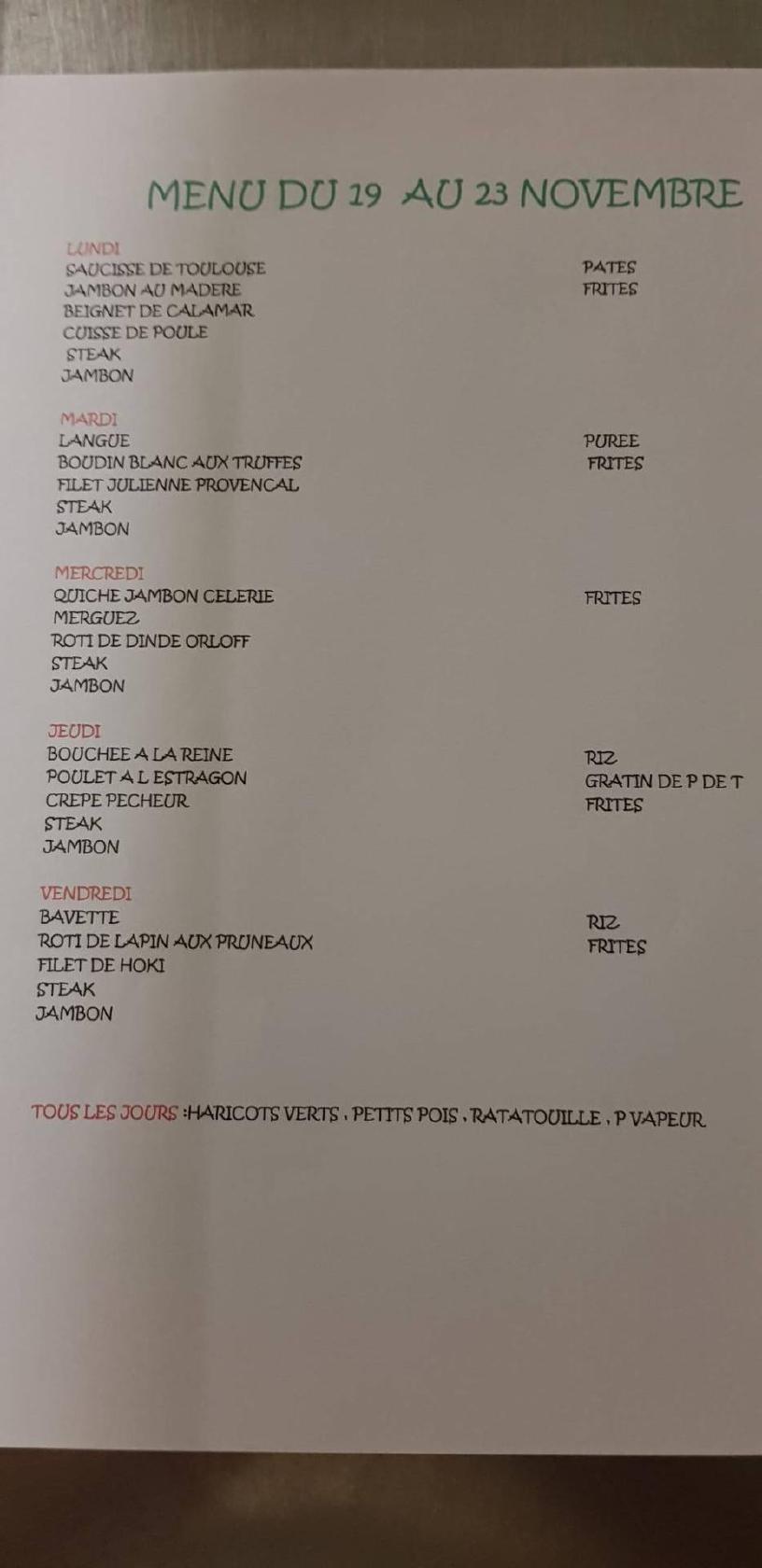 Menu au RESTAURANT CHEZ RENE, Canteleu